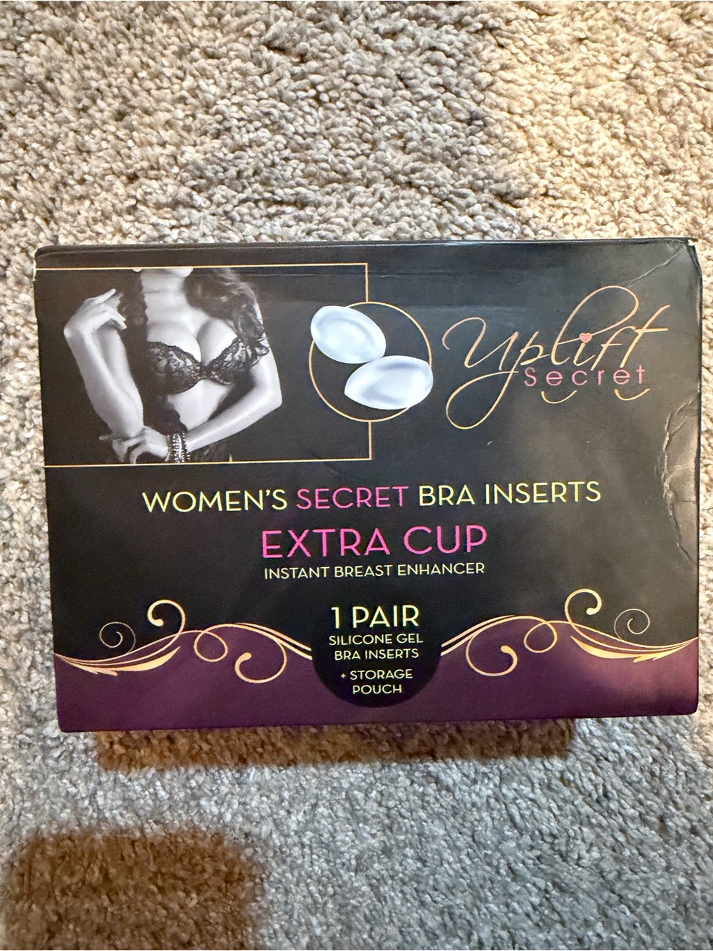 Women's Secret Extra Cup Silicone Bra Inserts - Black & Purple Packaging